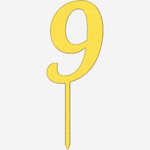 Топпер декоративный акриловый "Цифра 9 на палочке" Золото 5 см ТСК45.9