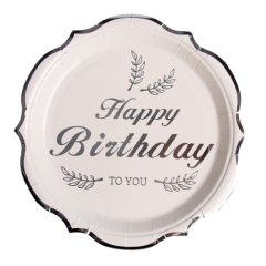 Тарелка бумажная "Happy Birthday" Серебро 6 шт 9326521