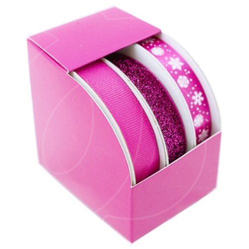 Набор лент для декора и упаковки Фуксия 1,5 см 3 шт 63-15C3
