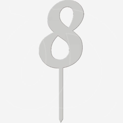 Топпер декоративный акриловый "Цифра 8 на палочке" Серебро 5 см ТСК46.8