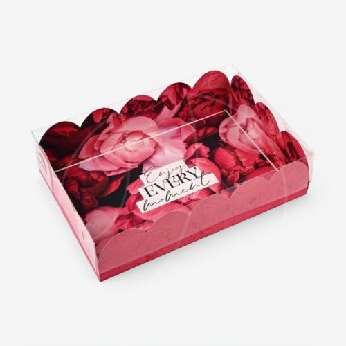 Коробка для сладостей с прозрачной крышкой "Enjoy every moment" 20х30х8 см 4950877