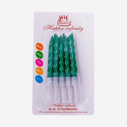 Свечи декоративные "Витки Зелёные" 7,5 см 10 шт Свеч-62