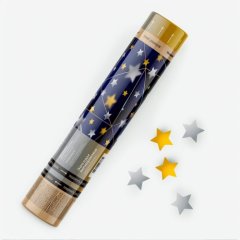 Хлопушка пневматическая с конфетти "Звёзды серебряно-золотые" CM011