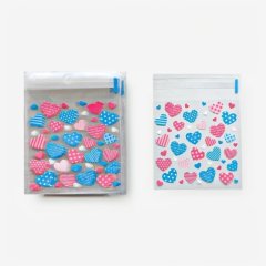 Пакетик прозрачный для сладостей "Сердечки розовые и голубые" 10х10 см 10 шт Пак-27 (00-00000900)