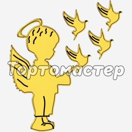 Топпер декоративный "Ангел с голубем" Золото 9х7 см ТСК372