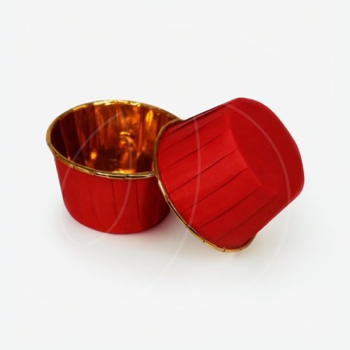 Капсула бумажная с подворотом Золото/Красный D50 H40 50 шт 