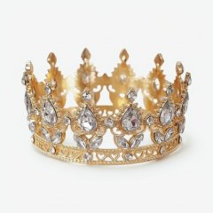 Топпер декоративный "Корона с камнями" Золото/Жемчуг 8 см 