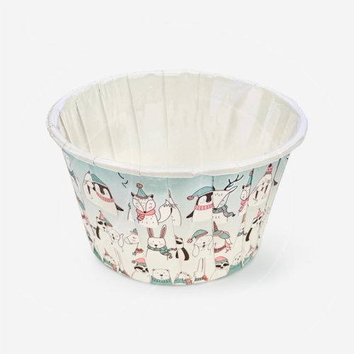 Капсула бумажная с подворотом D50 H40 "Белые медведи" 10 шт Б-68