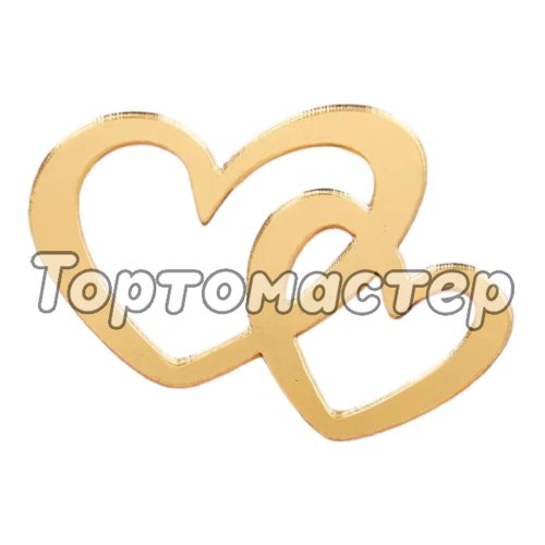 Набор топперов декоративных акриловых "Сердца" Золото 10 шт 