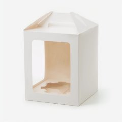 Коробка для торта/кулича с окном и ложементом белая 18х18х20 см OSQ JUMPL L (W) (100)