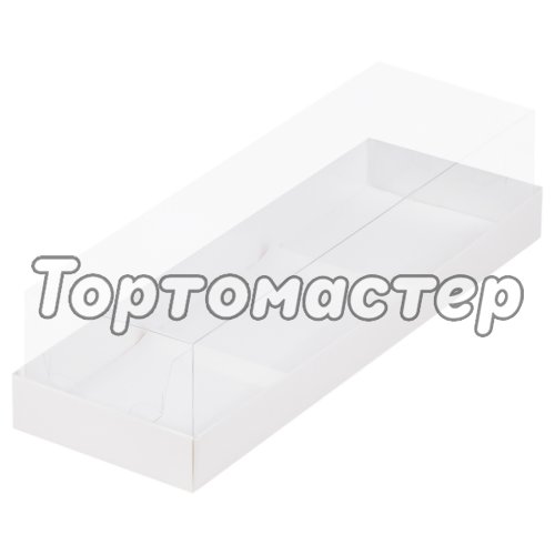 Коробка на 3 пирожных с прозрачной крышкой белая 26x8,5x6 см 50 шт 070520