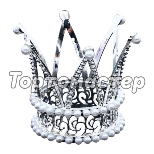 Топпер декоративный "Корона с камнями" Серебро 5,5х6,5 см 10092477