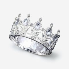 Топпер декоративный "Корона с камнями" Серебро/Жемчуг 8 см 
