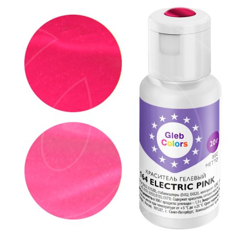 Краситель пищевой гелевый водорастворимый GLEB (CAKE) COLORS 164 Electric Pink 20 г CC164EP, 209 ₽ Краситель пищевой гелевый водорастворимый GLEB (CAKE) COLORS 164 Electric Pink 20 г CC164EP
