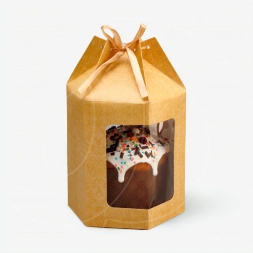 Коробка для торта/кулича с окном крафт 18х15,5х18 см 10524013