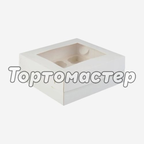 Коробка на 9 капкейков с окном белая 25х25х10 см КУ-097,00059