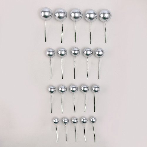 Набор бусин для декора десертов Серебро 20 шт 9905723