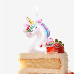 Свеча декоративная Цифра "2" Единорог 9485666