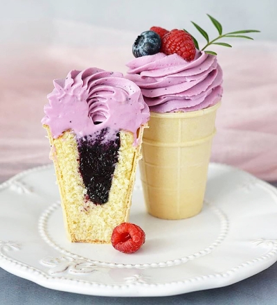 Лимонные капкейки в вафельных стаканчиках