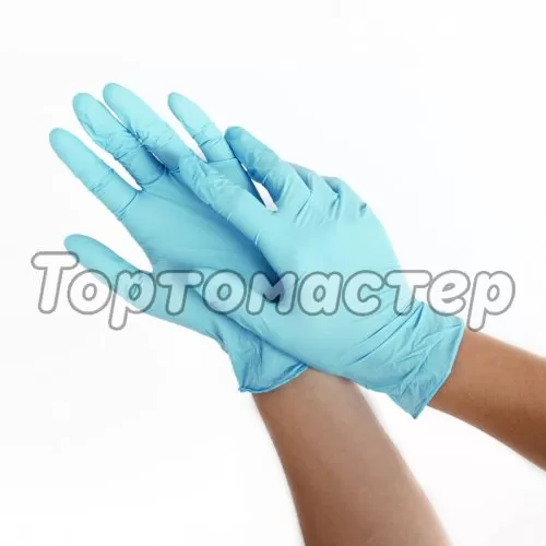 Перчатки нитриловые голубые Размер S 100 шт 1854167