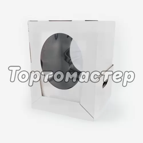 Коробка для торта с окном белая 35х35х50 см 020910