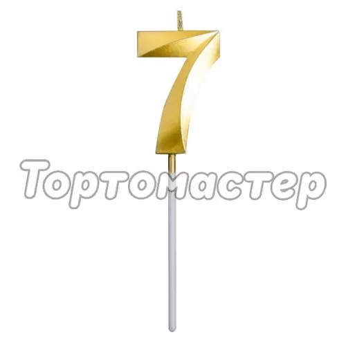 Свеча декоративная Цифра "7" Золотая 5276859