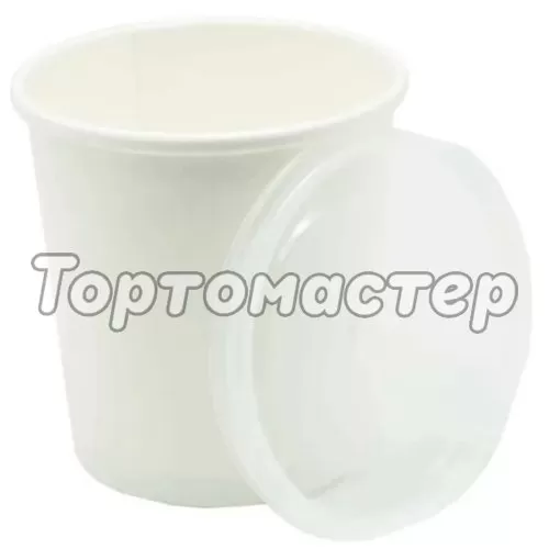 Контейнер Белый с пластиковой крышкой 340 мл ECO SOUP 12W Е