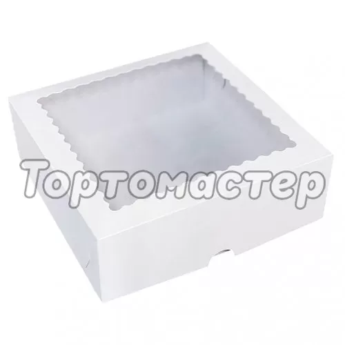 Коробка для печенья/конфет с окном белая 20х20х7см 420207