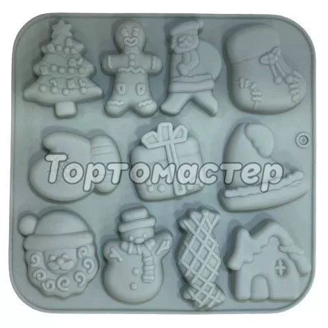 Форма силиконовая "Новогодние элементы" 11 шт 