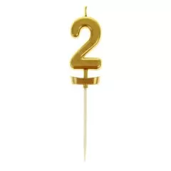 Свеча декоративная "Цифра 2" Золотая  2385831