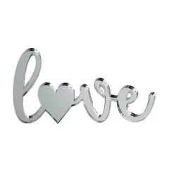 Набор топперов декоративных акриловых "Love с сердечком внутри" Серебро 10х6 см 1 шт ТСК27
