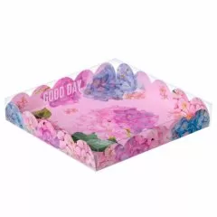Коробка для сладостей с прозрачной крышкой "Сирень" 18х18х3 см 3573348