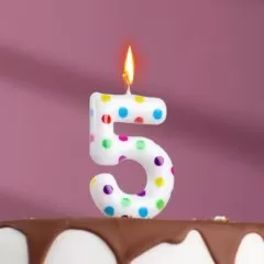 Свеча декоративная Цифра "5" Конфетти 4693312