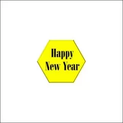 Набор топперов декоративных акриловых "Happy New Year. Шестигранник" Золото 4х3,5 см 5 шт ТСК237