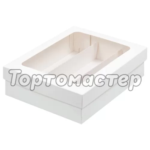 Коробка для макарон с окном белая 21x16,5x5,5 см 080250 ф
