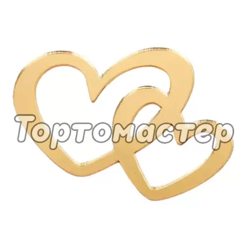Набор топперов декоративных акриловых "Сердца" Золото 10 шт 