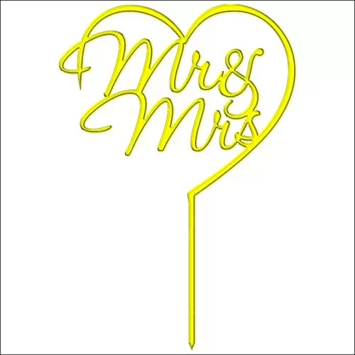 Топпер декоративный "Mr&Mrs" в сердце Золото 10х9 см ТСК40