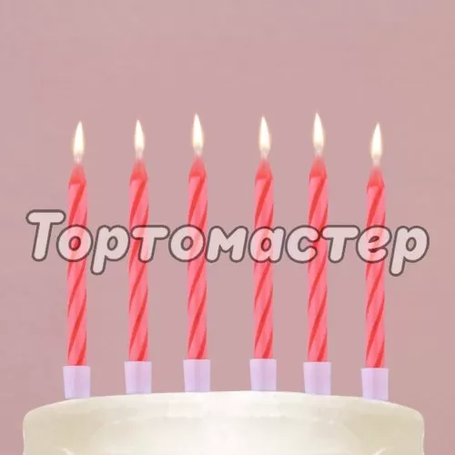 Свечи декоративные незадуваемые Розовые 6 см 10 шт 10107877  